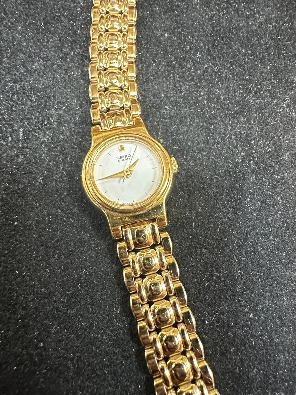 Seiko Gold-Tone Bracelet Watch with White Dial